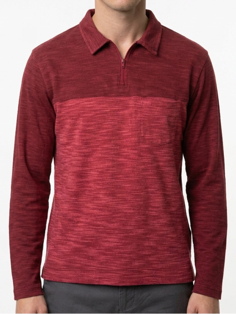 Scanda woods Men's Long Sleeve Polo Shirt Red Size L‎ Casual
